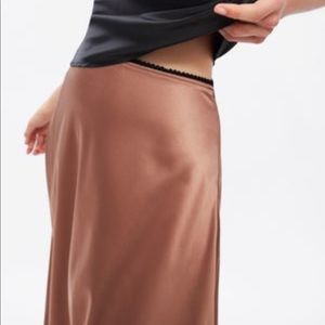 Zara Satin Skirt with Lace Trim